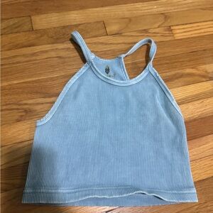 FP Movement by Free People Sky Blue Ribbed Tank Top